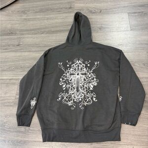 Charcoal Hoodie with White Graphic